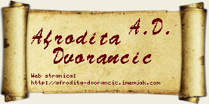 Afrodita Dvorančić vizit kartica